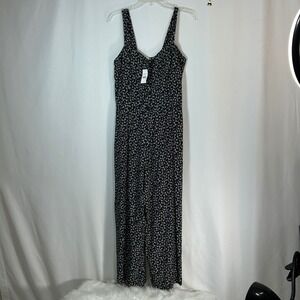 LOFT Black and White Floral Jumpsuit